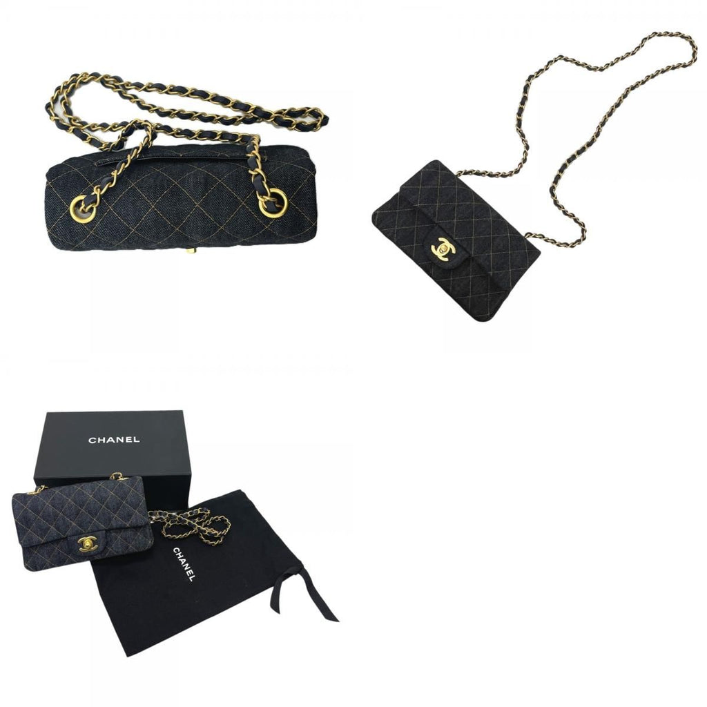 Chanel Shoulder Bag Quilted Mini 20 Denim Indigo Blue — view 9