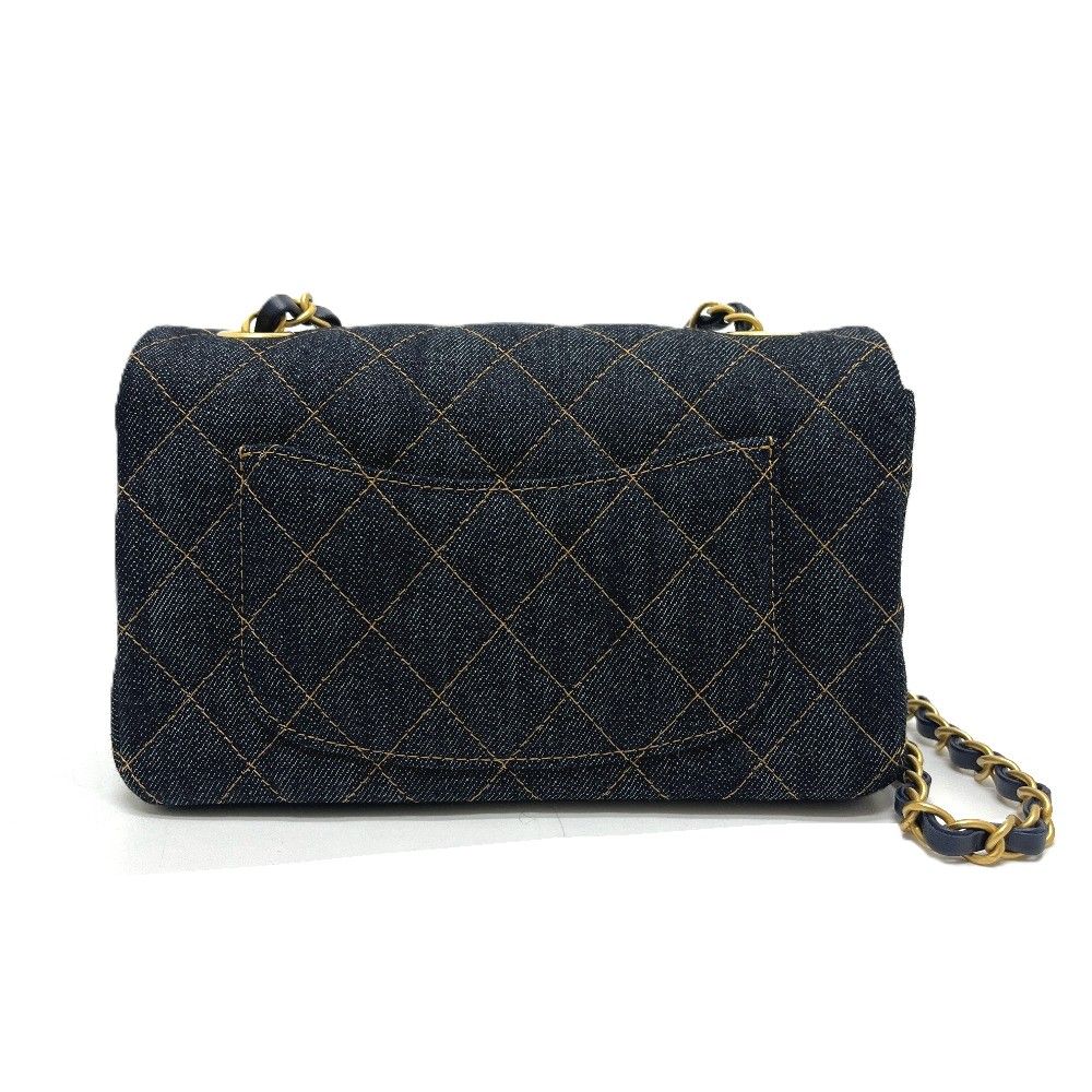 Chanel Shoulder Bag Quilted Mini 20 Denim Indigo Blue — view 2