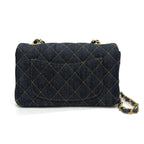 Chanel Shoulder Bag Quilted Mini 20 Denim Indigo Blue — view 2