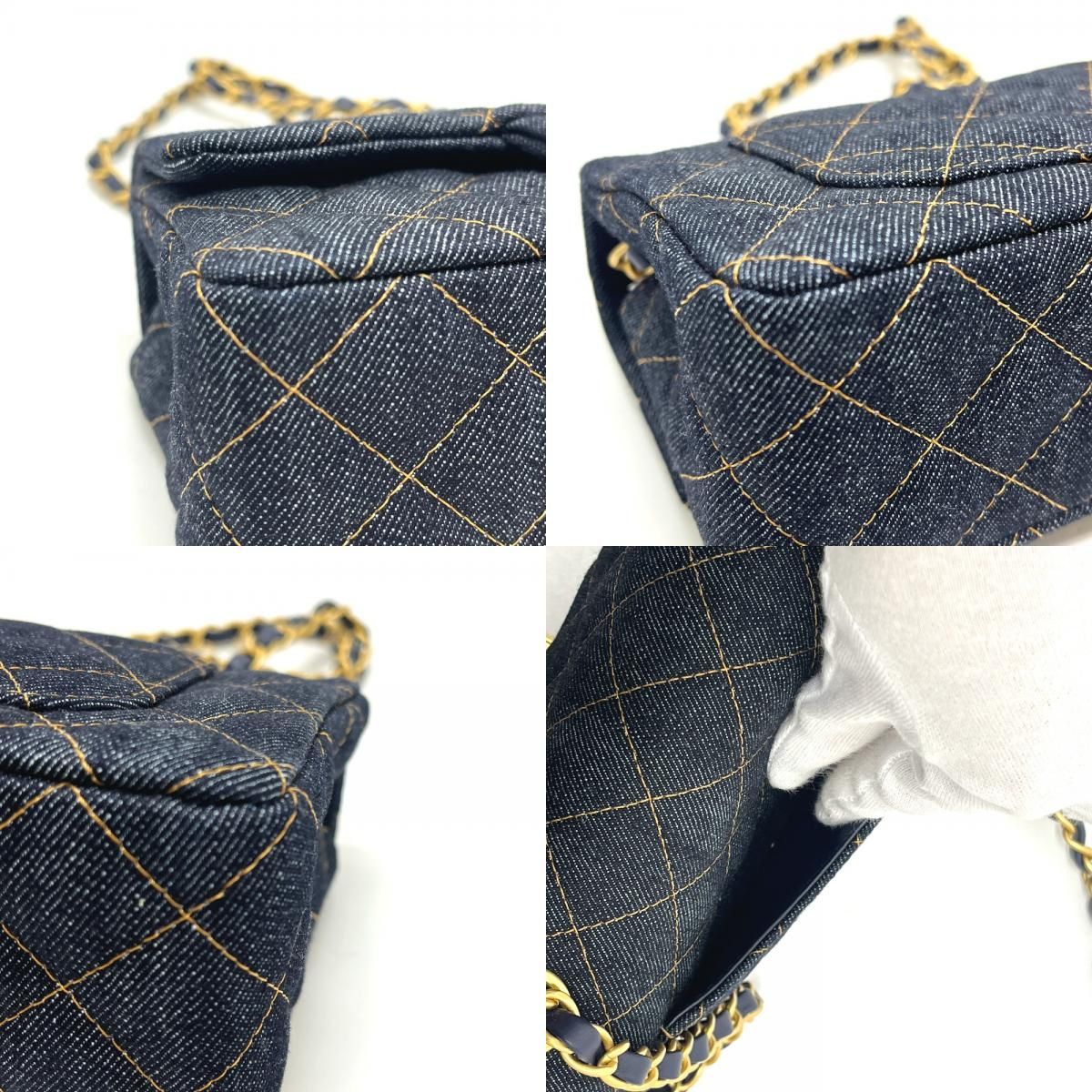 Chanel Shoulder Bag Quilted Mini 20 Denim Indigo Blue — view 7