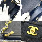 Chanel Shoulder Bag Quilted Mini 20 Denim Indigo Blue — view 8