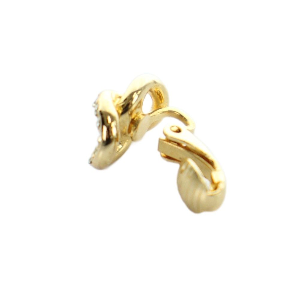 Dior Earrings Logo Clip Type Rhinestone Gold — view 4