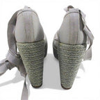 Hermes Sandals Wedge Sole Ribbon Espadrilles Gray 39 Canvas — view 4