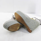Hermes Sandals Wedge Sole Ribbon Espadrilles Gray 39 Canvas — view 6