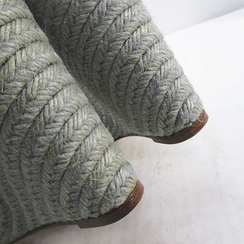 Hermes Sandals Wedge Sole Ribbon Espadrilles Gray 39 Canvas — view 7