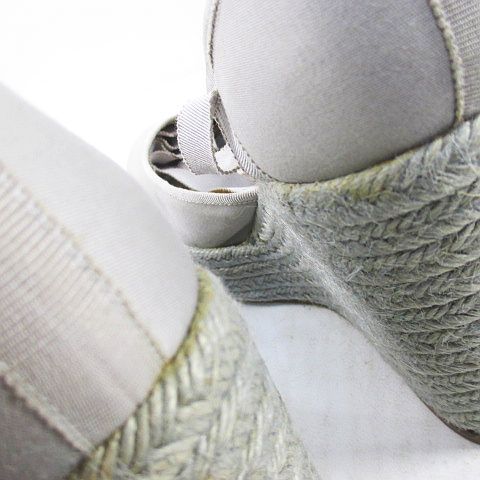 Hermes Sandals Wedge Sole Ribbon Espadrilles Gray 39 Canvas — view 8