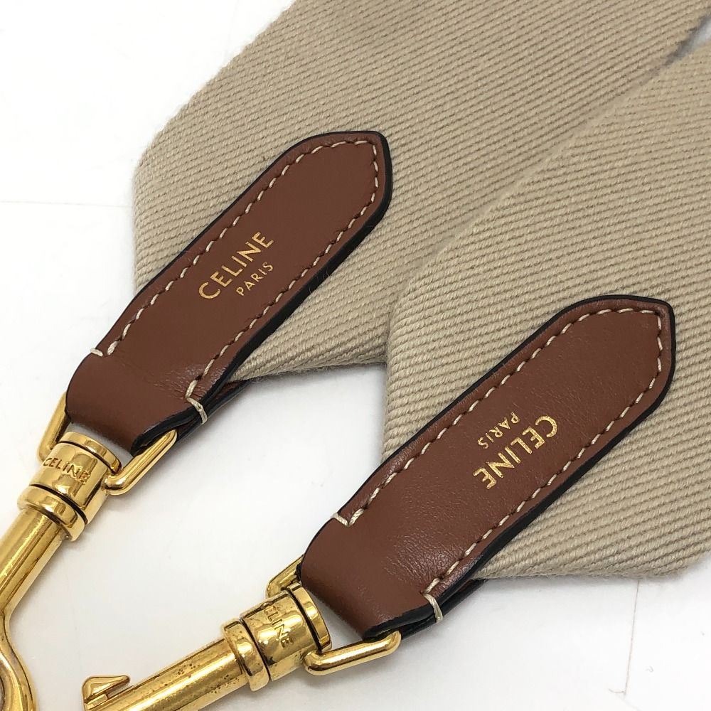 Celine Shoulder Strap Logo Canvas Leather Beige — view 2
