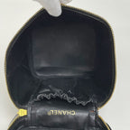 Chanel CC Logo Vanity Bicolor Makeup Pouch Leather Black — view 8