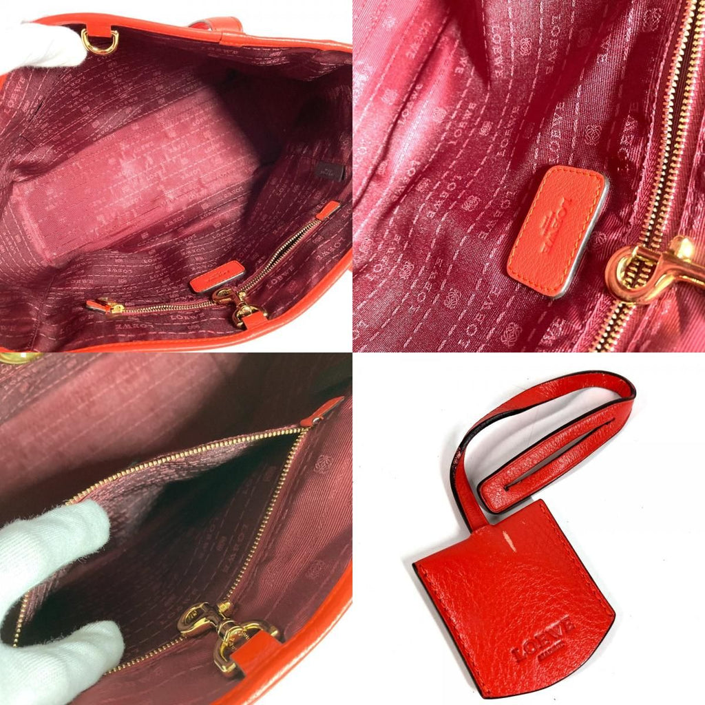 Loewe Shoulder Bag Logo Heritage Leather Orange Red — view 9