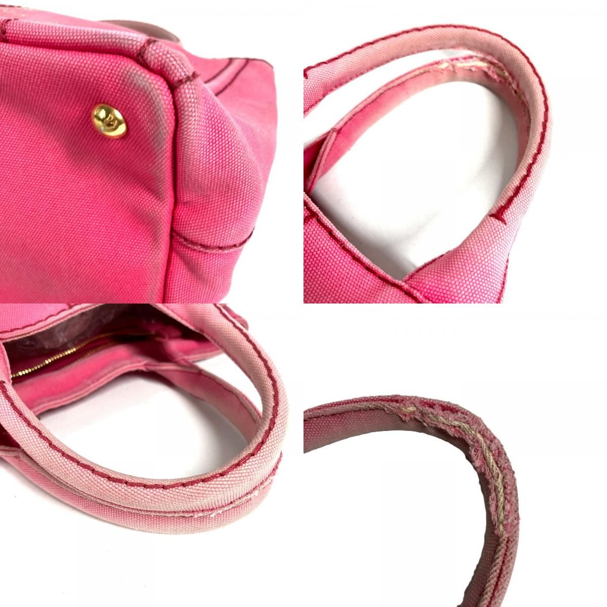 Prada Shoulder Bag Logo Canapa Mini Canvas Pink — view 7