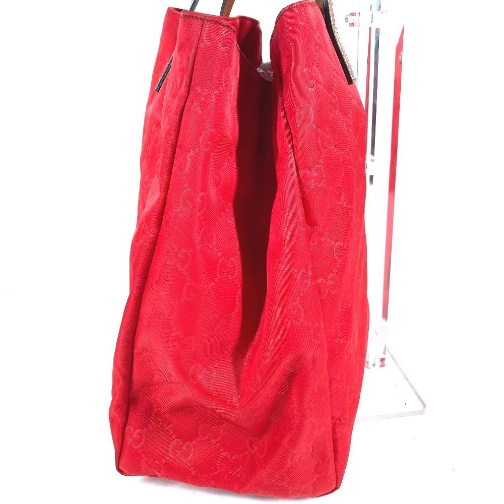 Gucci Shoulder Bag Logo GG Leather Nylon Red — view 4