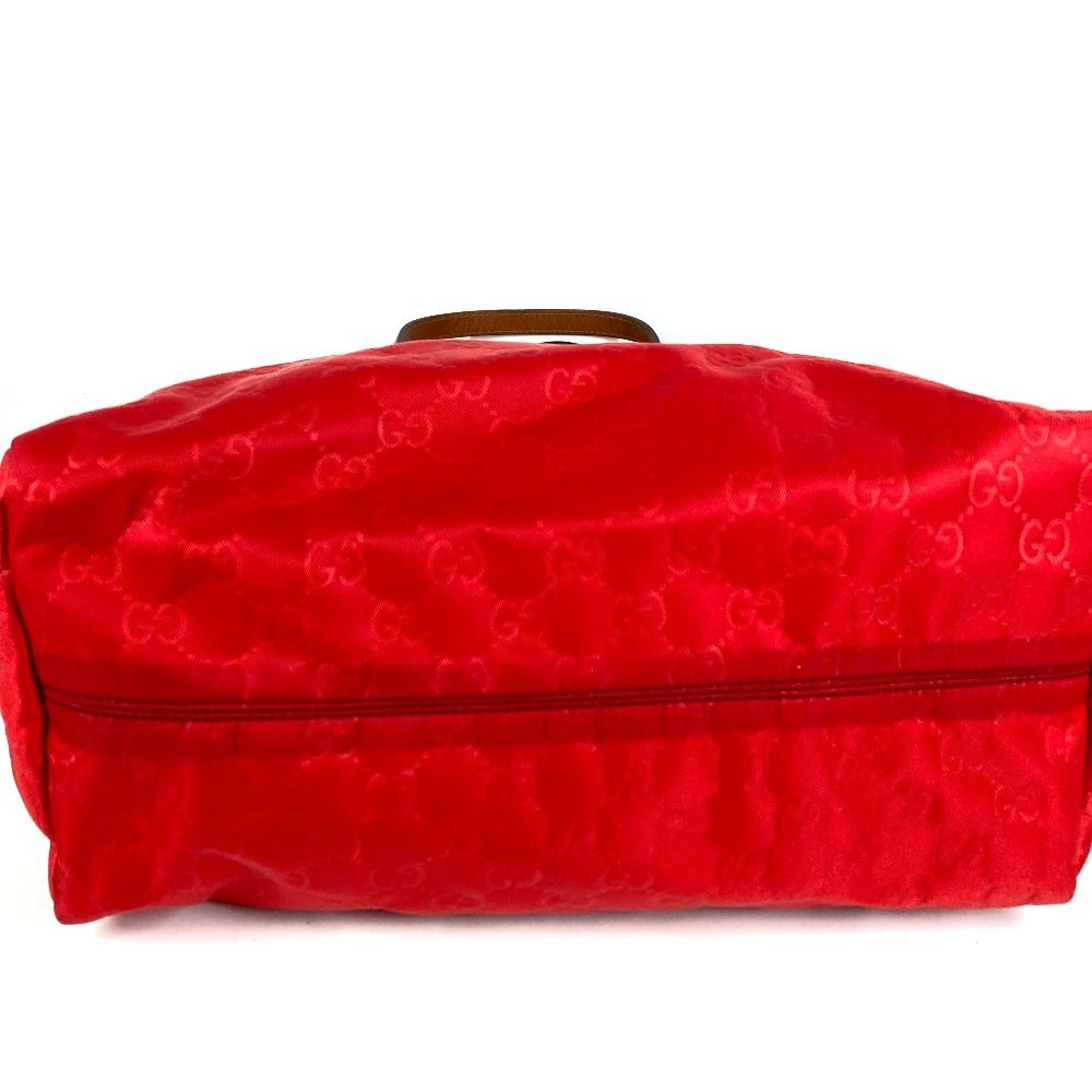 Gucci Shoulder Bag Logo GG Leather Nylon Red — view 5
