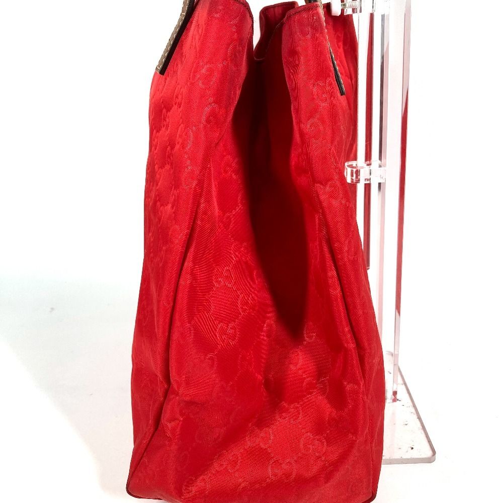 Gucci Shoulder Bag Logo GG Leather Nylon Red — view 3