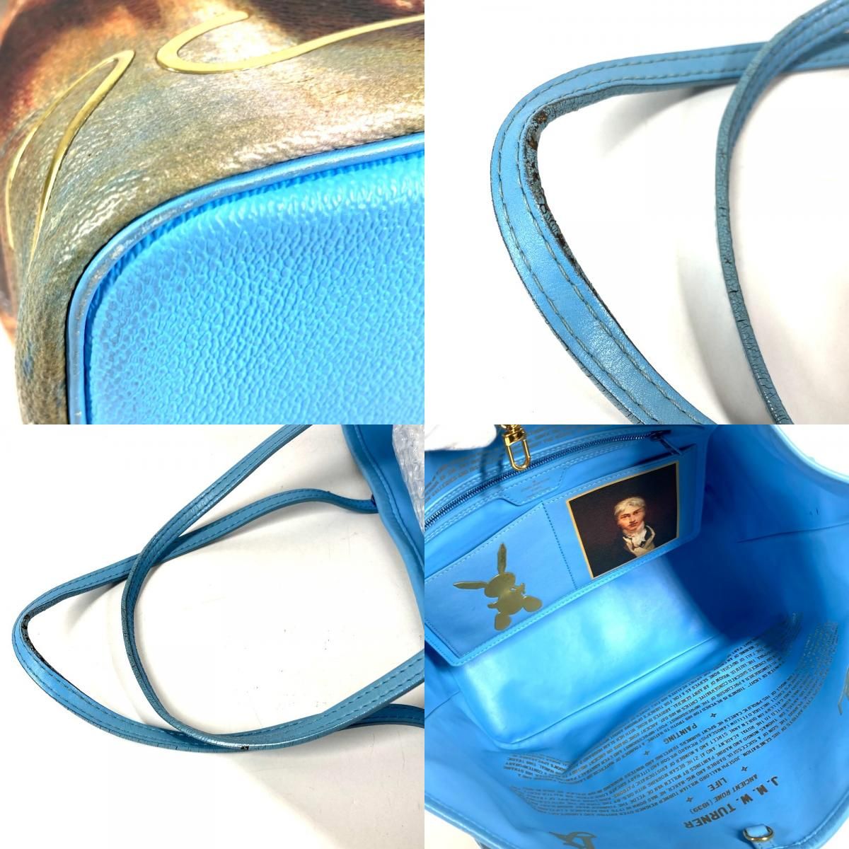 Louis Vuitton Shoulder Bag Neverfull MM Leather Blue — view 8