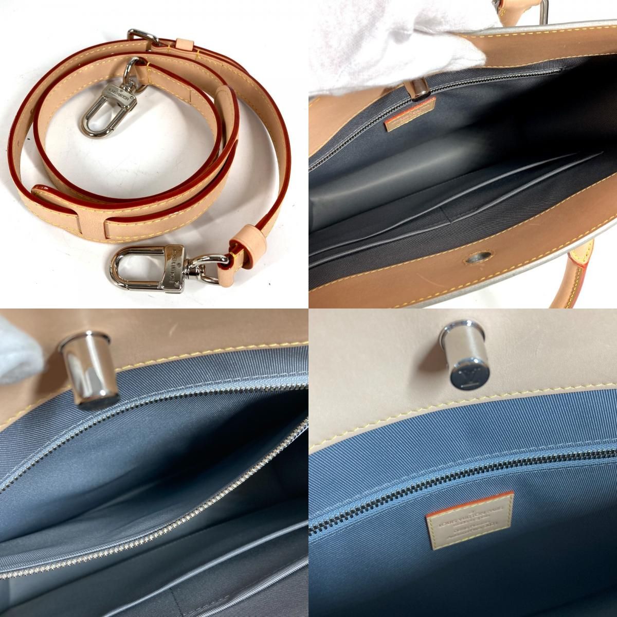 Louis Vuitton Handbag Sac Plat Leather Silver — view 8