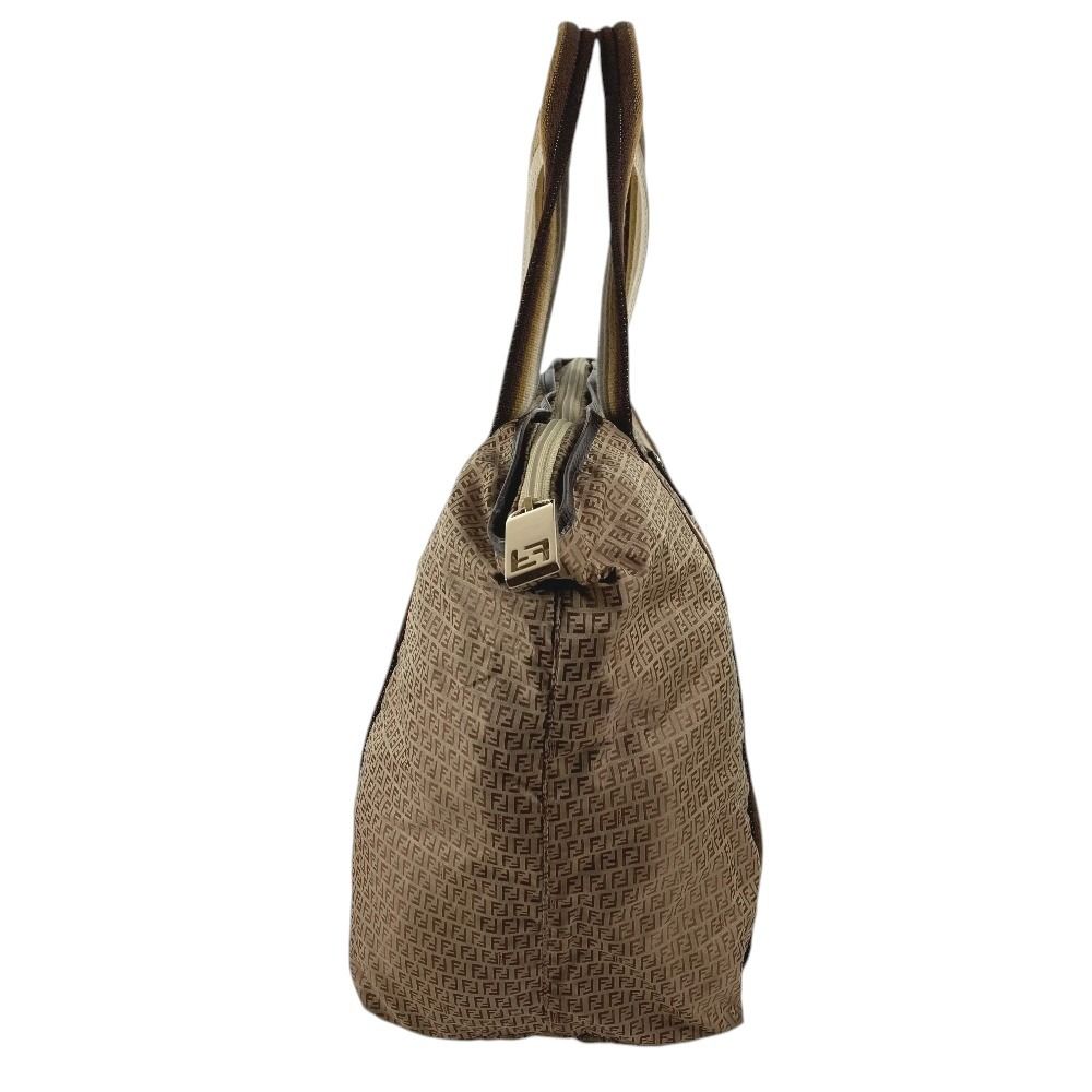 Fendi Shoulder Bag Logo Zucchino Nylon Beige — view 3