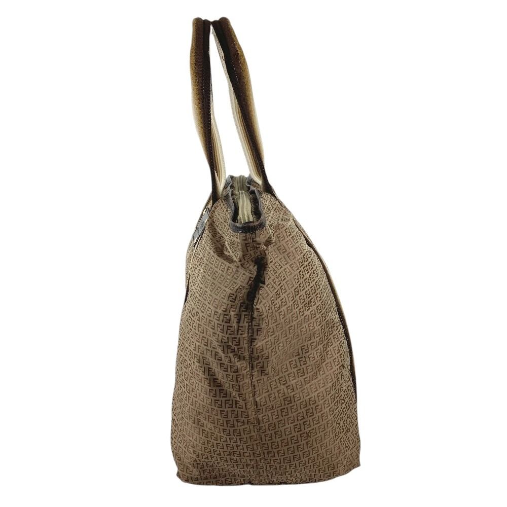 Fendi Shoulder Bag Logo Zucchino Nylon Beige — view 4