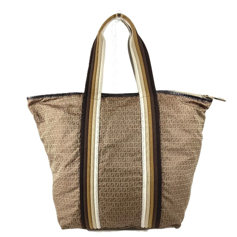 Fendi Shoulder Bag Logo Zucchino Nylon Beige — view 2