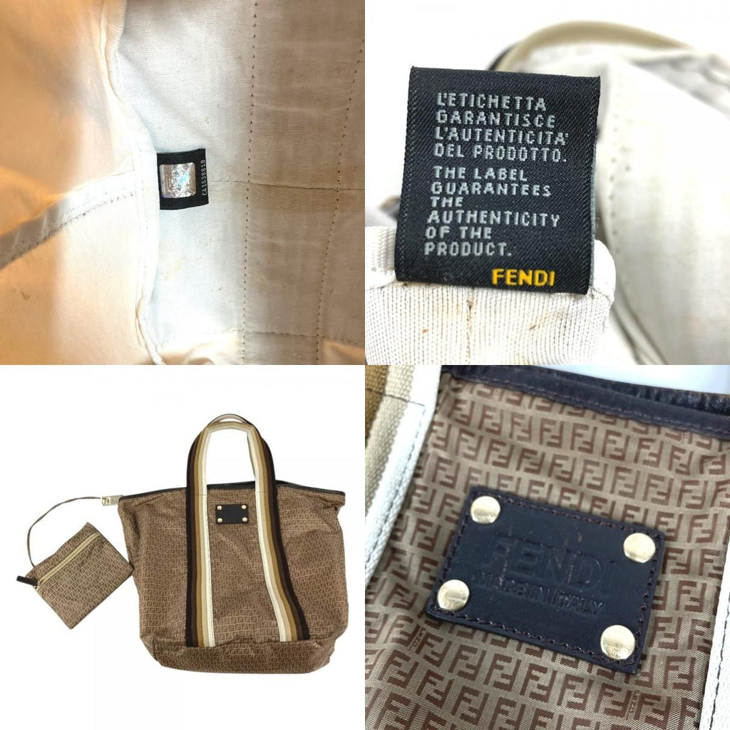 Fendi Shoulder Bag Logo Zucchino Nylon Beige — view 8