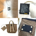 Fendi Shoulder Bag Logo Zucchino Nylon Beige — view 8