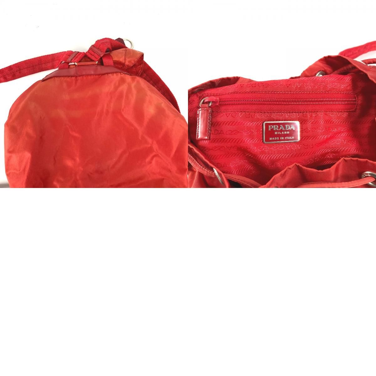Prada Backpack Sac Triangle Logo Nylon Red — view 9