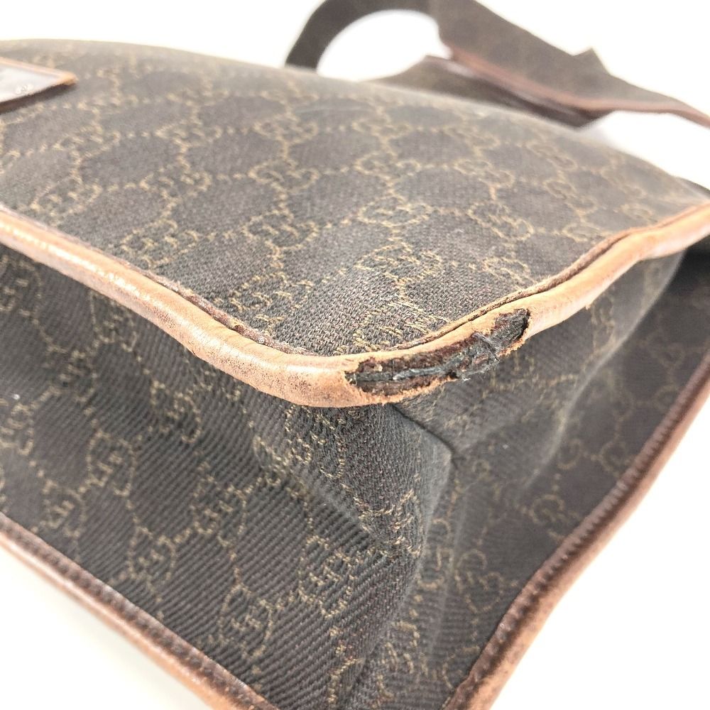 Gucci Shoulder Bag GG Logo Leather Canvas Brown — view 6