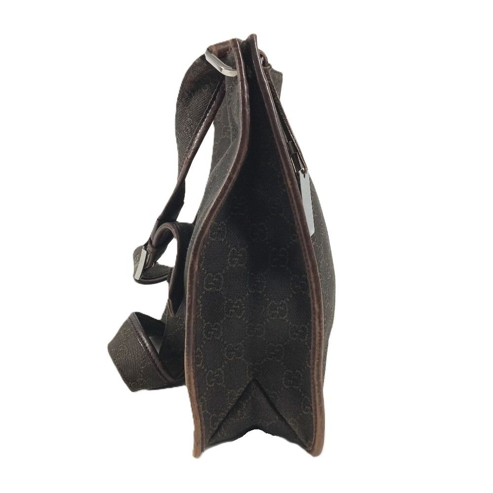 Gucci Shoulder Bag GG Logo Leather Canvas Brown — view 4