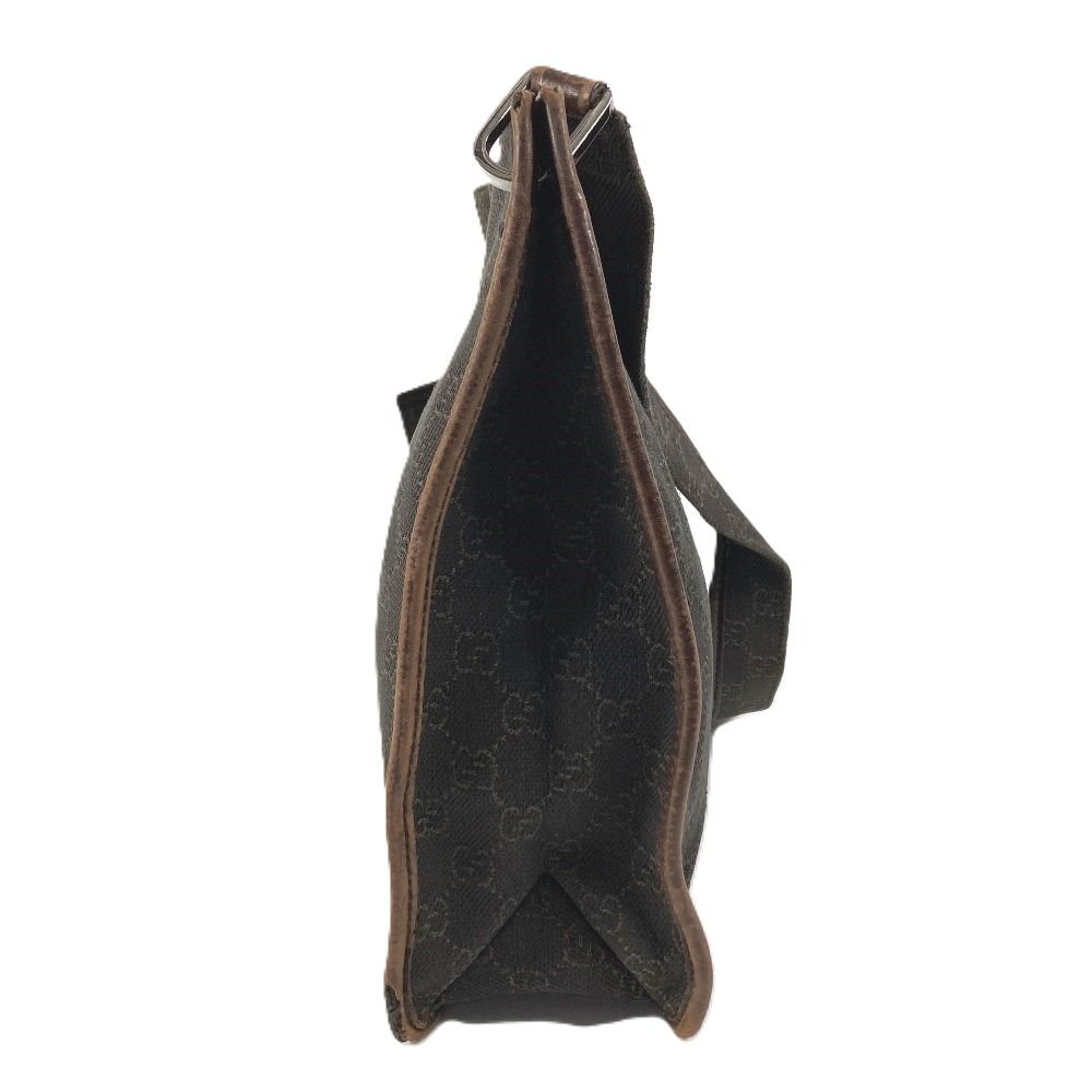 Gucci Shoulder Bag GG Logo Leather Canvas Brown — view 3