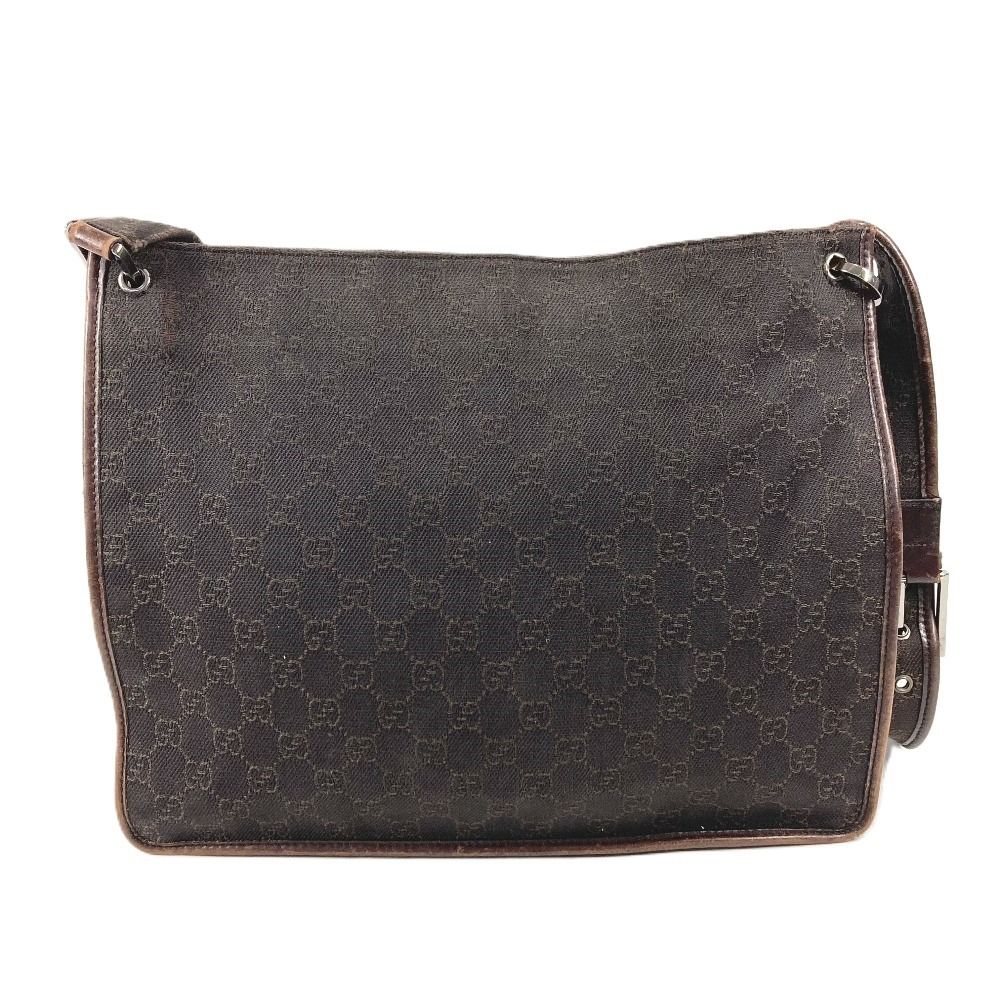 Gucci Shoulder Bag GG Logo Leather Canvas Brown — view 2