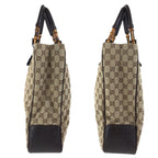 Gucci Bamboo Beige Brown Silver GG Canvas Tote — view 6