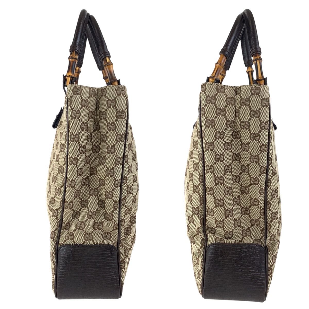 Gucci Bamboo Beige Brown Silver GG Canvas Tote — view 6
