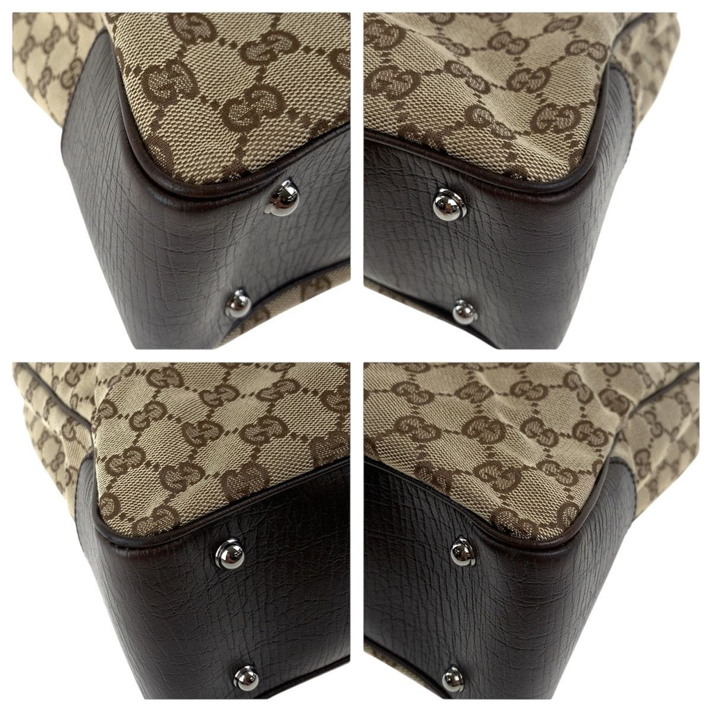 Gucci Bamboo Beige Brown Silver GG Canvas Tote — view 3