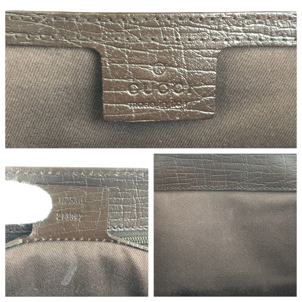 Gucci Bamboo Beige Brown Silver GG Canvas Tote — view 4