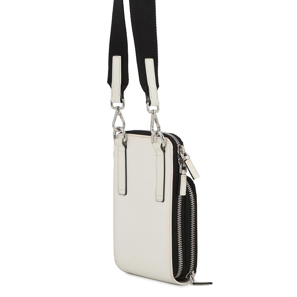 Prada Shoulder Bag Triangle Smartphone Saffiano White — view 2