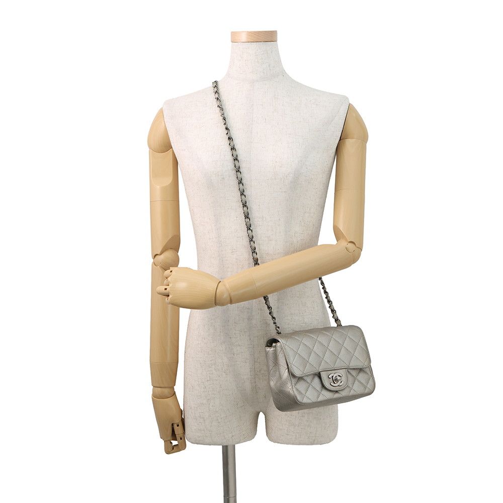Chanel Chain Shoulder Bag Mini Quilted CC Logo Caviar Leather — view 4
