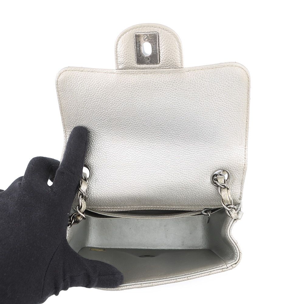 Chanel Chain Shoulder Bag Mini Quilted CC Logo Caviar Leather — view 5