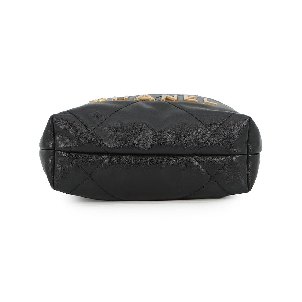 Chanel Handbag Mini CC Logo Shiny Calf Leather 2-Way Black — view 3