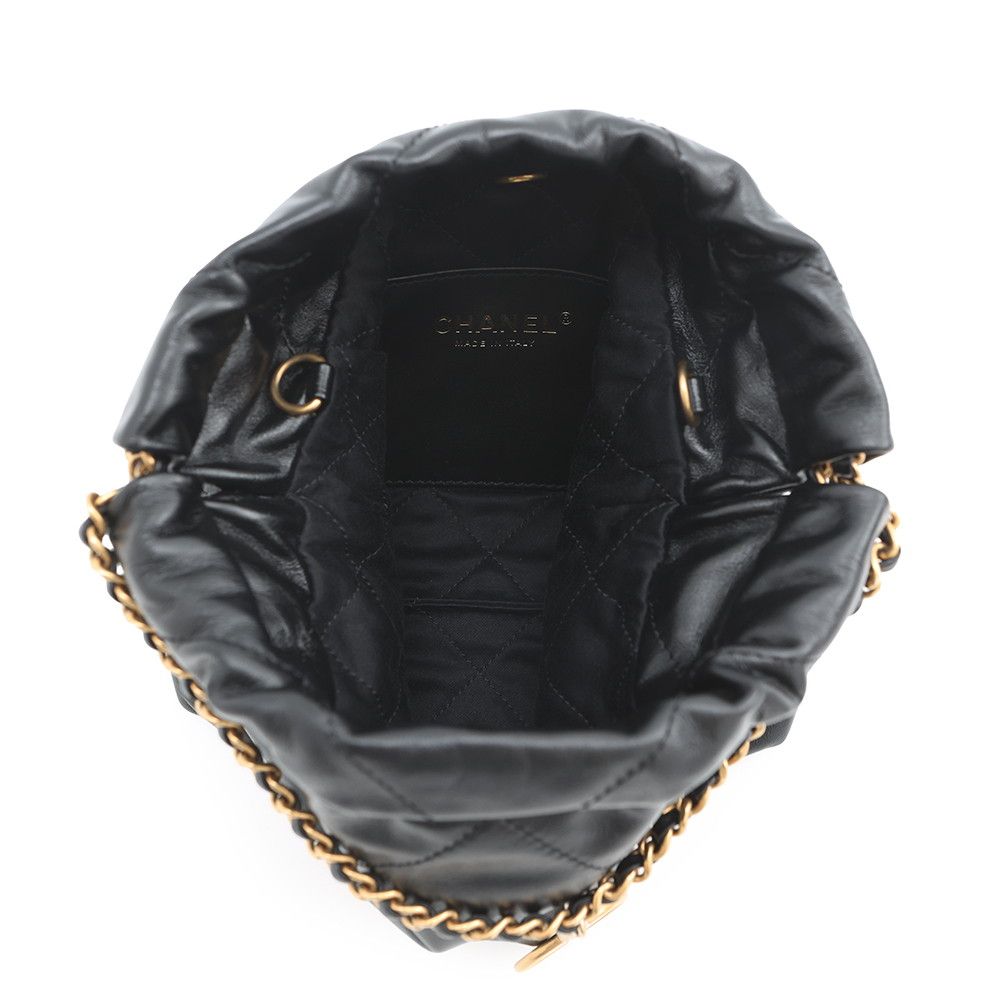 Chanel Handbag Mini CC Logo Shiny Calf Leather 2-Way Black — view 6