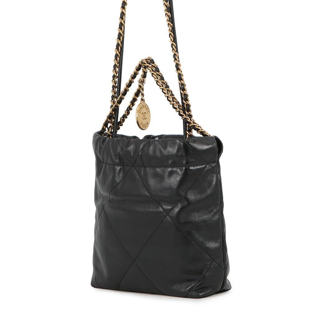 Chanel Handbag Mini CC Logo Shiny Calf Leather 2-Way Black — view 2