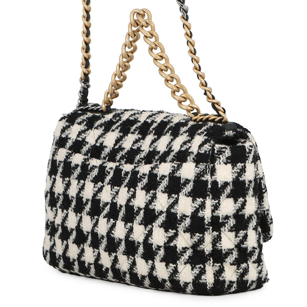 Chanel Chain Shoulder Bag Dizeneuf Maxi Tweed 2-Way White Black — view 2