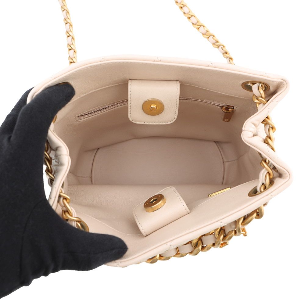 Chanel Chain Shoulder Bag Small Quilted CC Logo Lambskin 2-Way — view 6