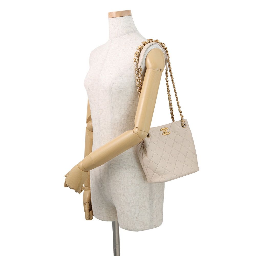 Chanel Chain Shoulder Bag Small Quilted CC Logo Lambskin 2-Way — view 5