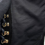 Chanel Short Boots CC Logo Lace Up Nylon Patent 36c Shoes Black — view 7