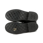 Chanel Short Boots CC Logo Lace Up Nylon Patent 36c Shoes Black — view 4