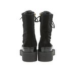 Chanel Short Boots CC Logo Lace Up Nylon Patent 36c Shoes Black — view 3