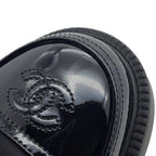 Chanel Short Boots CC Logo Lace Up Nylon Patent 36c Shoes Black — view 8