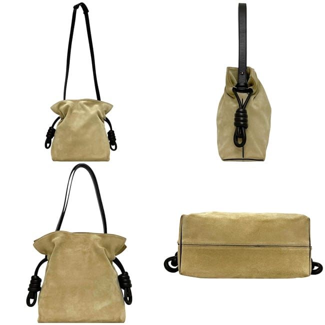 Loewe 2-Way Drawstring Bag Flamenco Knot Beige Dark Brown — view 2