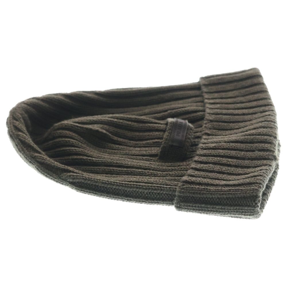 Prada Logo Label Wool Rib Knit Cap Beanie Hat Brown Sweater — view 4