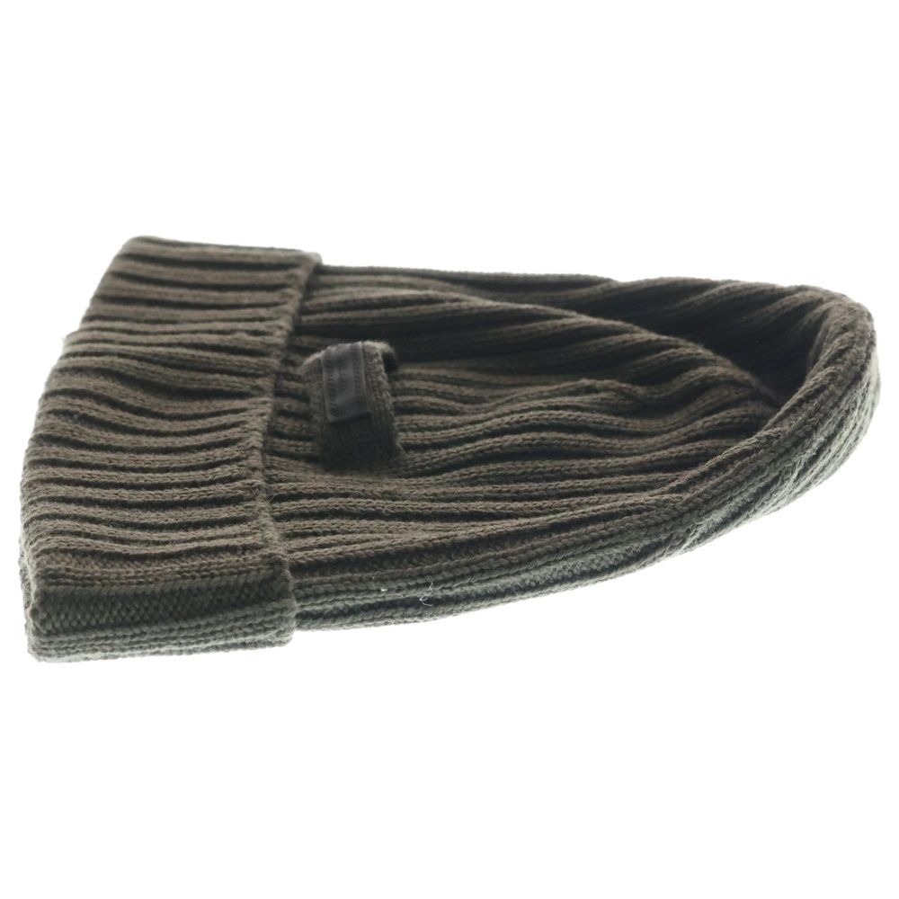 Prada Logo Label Wool Rib Knit Cap Beanie Hat Brown Sweater — view 3