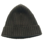 Prada Logo Label Wool Rib Knit Cap Beanie Hat Brown Sweater — view 2
